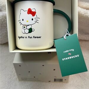 Starbucks Hello Kitty White Mug with Red Bow and Green Handle